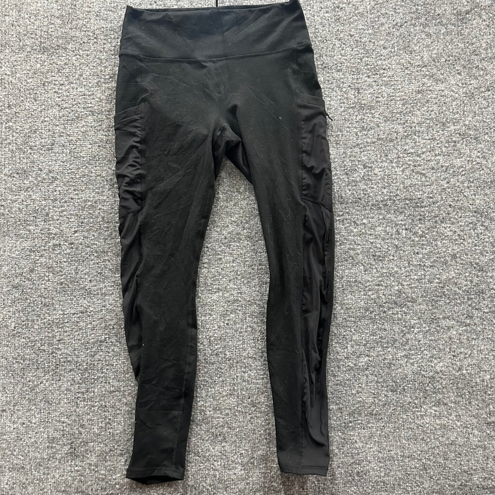 Fabletics Leggings Womens Size M Black PowerHold High Waisted Mesh Pocket Fair